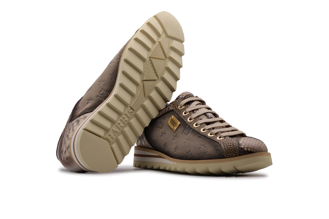 Suede and python sneakers