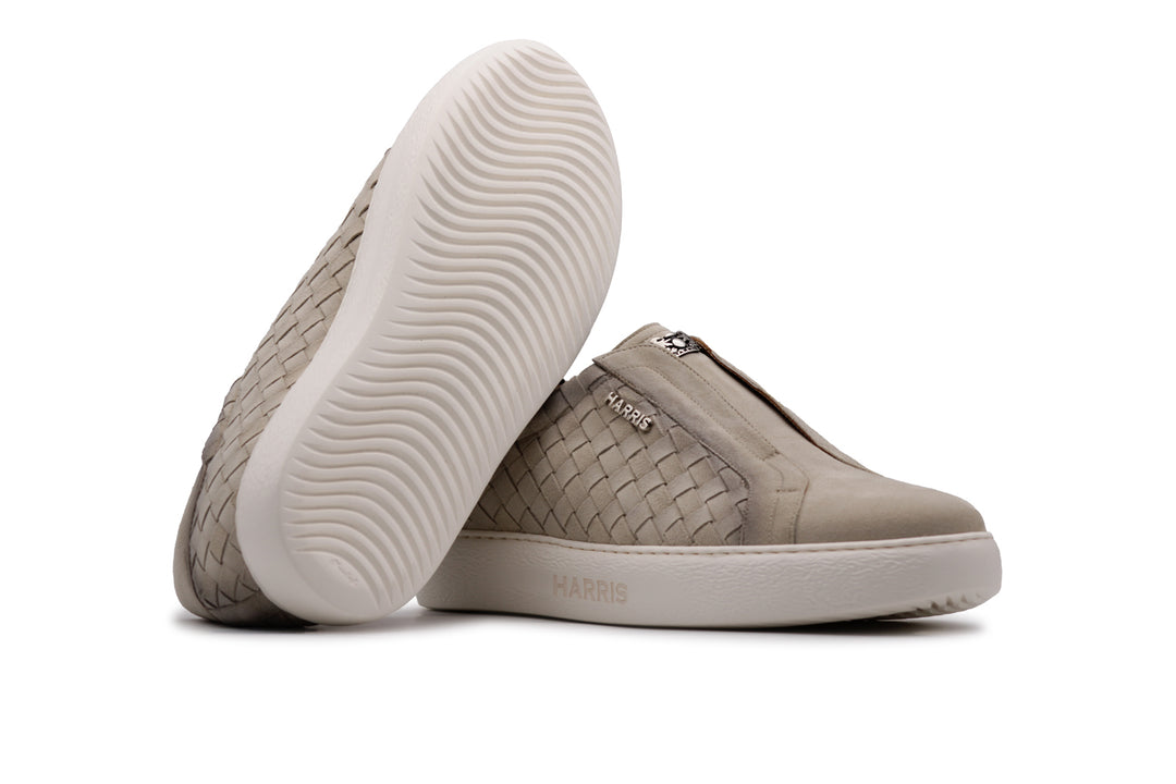 Woven leather slip-on sneakers
