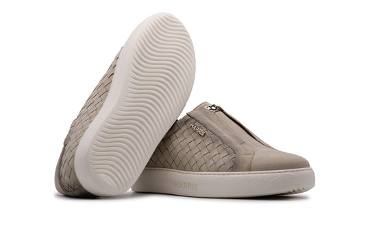 Woven leather slip-on sneakers