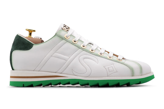 Sneaker in pelle e camoscio sfumato