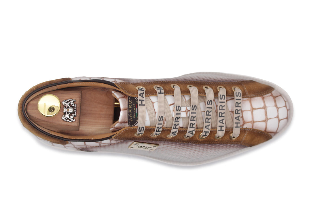 Sneakers effetto coccodrillo e traforato