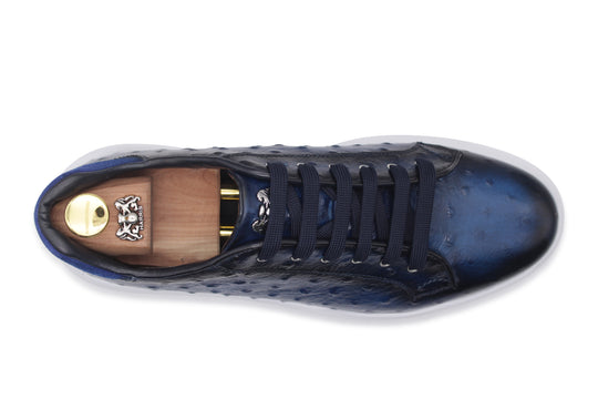 Sneakers in pelle stampata effetto struzzo