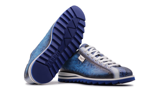 Sneakers in pelle stampata e pitone