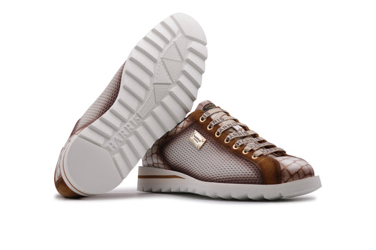 Sneakers effetto coccodrillo e traforato