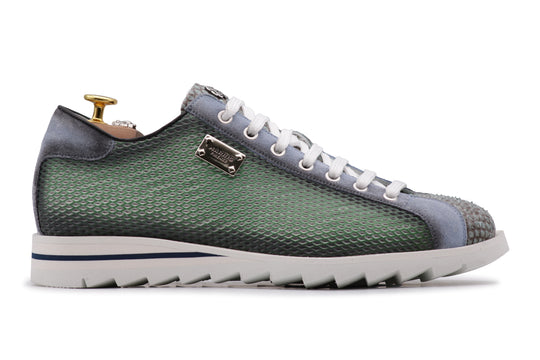 Sneakers in pelle stampata e pitone