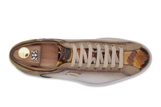 Sneakers effetto traforato e pitone