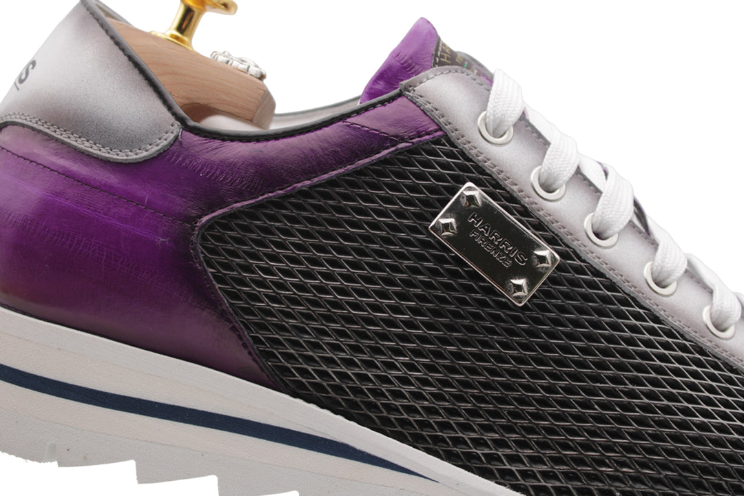 Sneakers in pelle stampata con dettagli in anguilla Viola