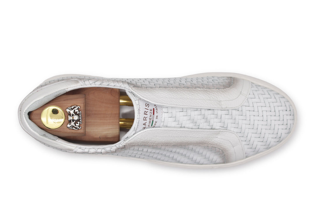 Sneakers slipon in pelle intrecciata