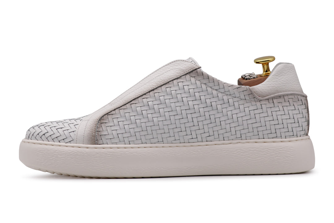 Sneakers slipon in pelle intrecciata