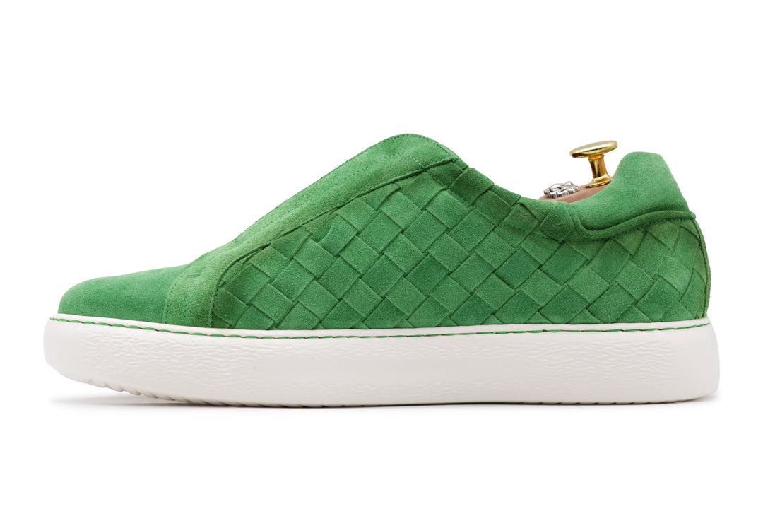 Sneakers slipon in pelle intrecciata
