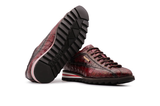 Sneakers in alligatore dipinto a mano Rosso
