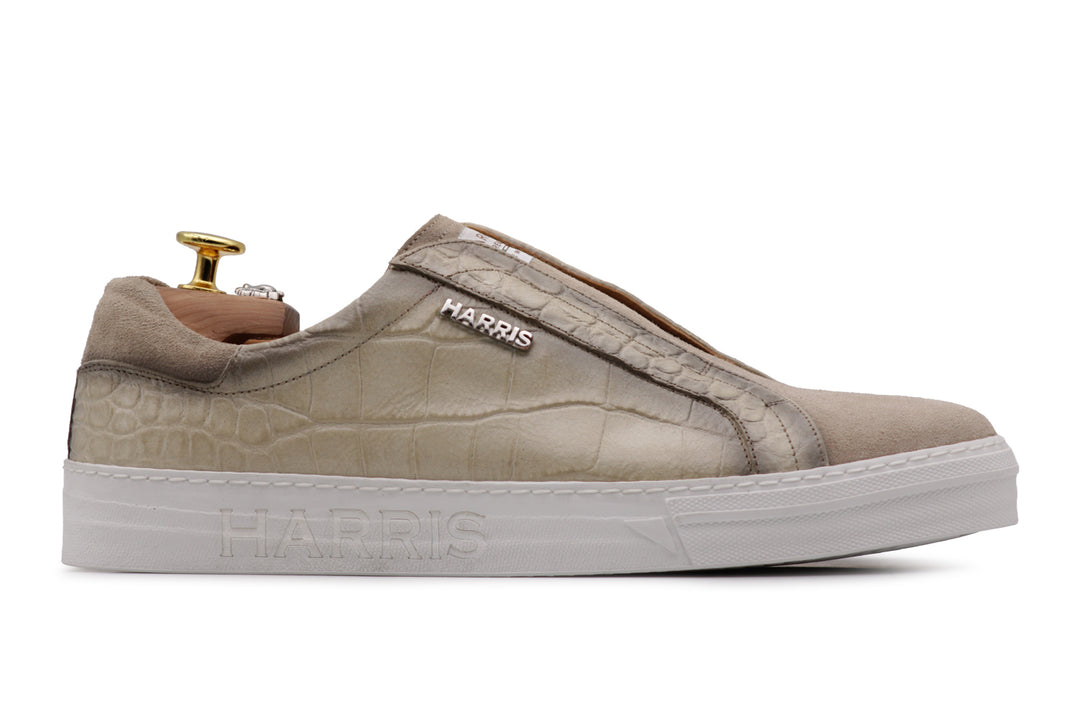 Sneakers slipon effetto coccodrillo Beige