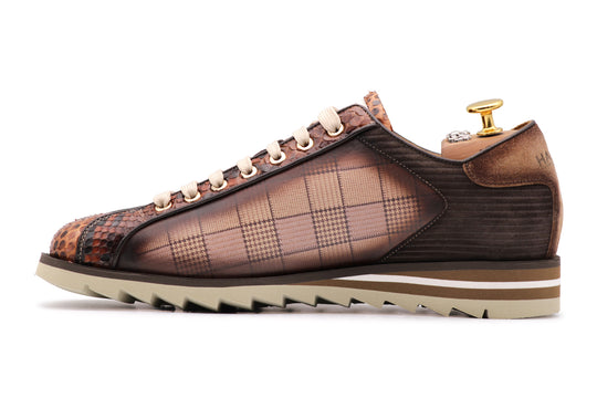 2817 Tweed and Python sneakers – Brown