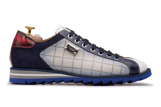 2817 Tweed and Coconut Sneakers – Beige and Blue