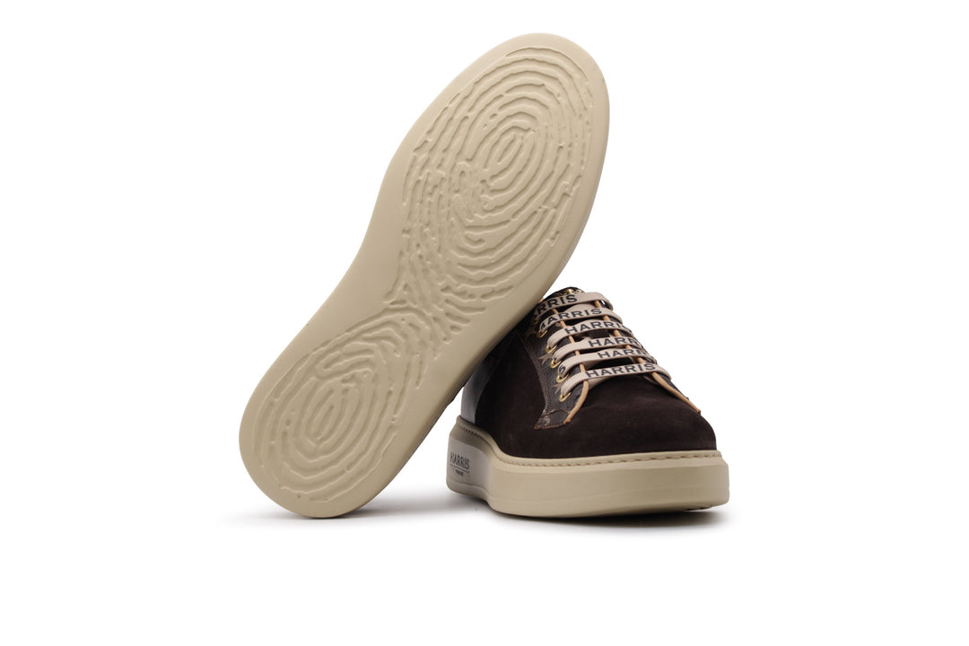 Sneakers in suede rigato con dettagli in tweed