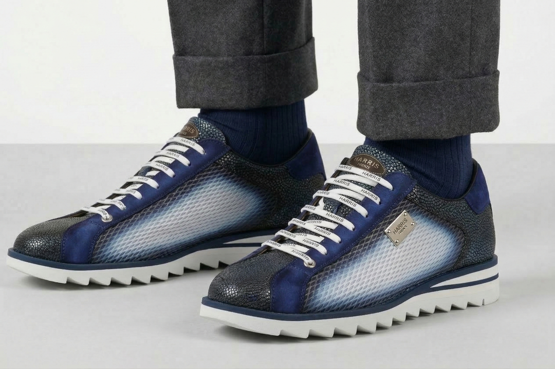 Perforated effect printed sneakers