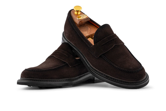 Mocassino in suede sfumato a mano